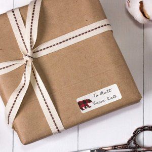 300 buffalo plaid blank sticker labels